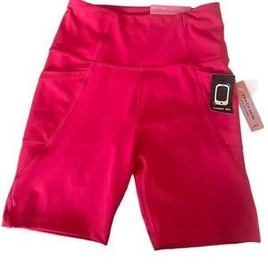 Gottex Women Bike Shorts XS Pink High Rise Compression Pocket‎ Athleisure Biking